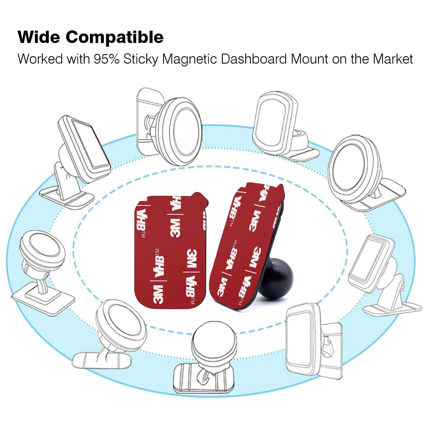 Magnetic Car Phone Holder Mount Plate Dashboard Dash Mobile 360 Black Stick Lot