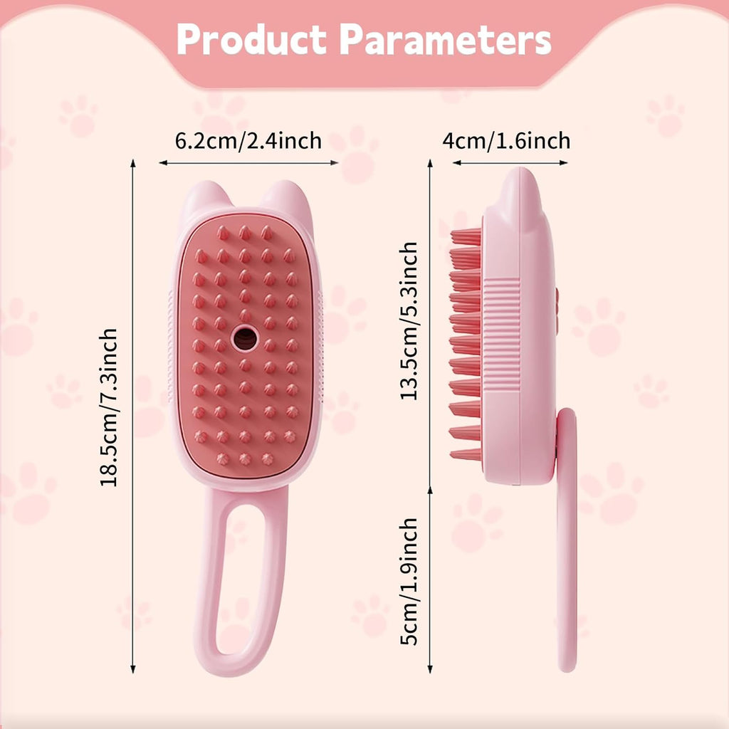Innovative 3 In 1 Pet Steam Brush  Shedding Massage And Grooming In One Perfect For Dogs And Cats Short And Long Hair Static Flying Hair Remover And Water Sprayer