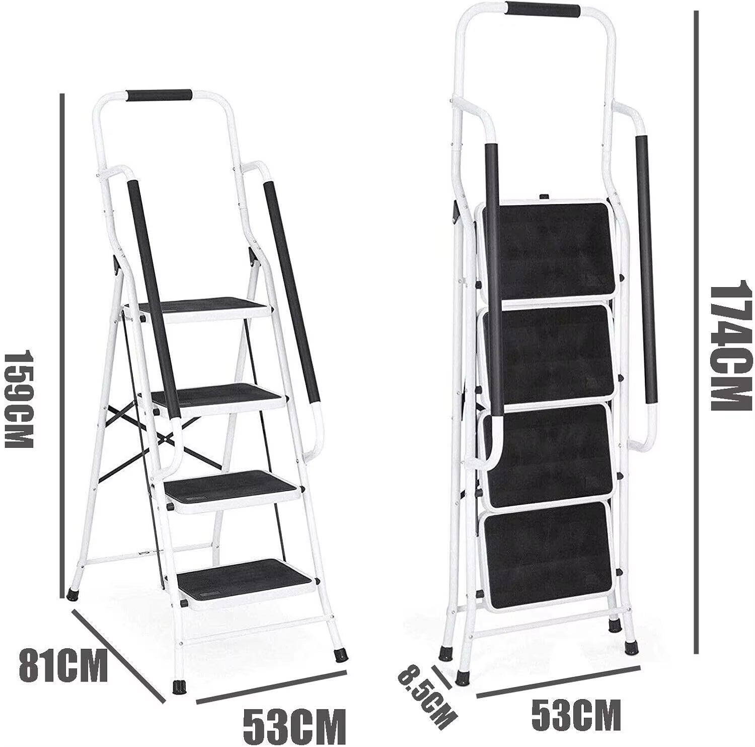 Safety Folding Step Stool 2-4 Step Ladder Portable Foldable Stepladder anti Slip Feet for Indoor Outdoor Home Office