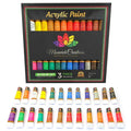 Acrylic Paint Set Tube 24 X 12Ml. 3 Free Brushes.Perfec
