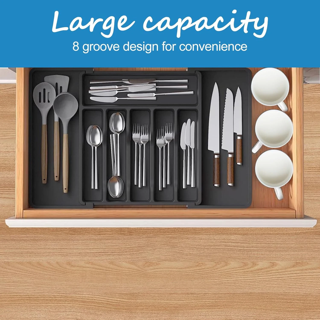 Expandable Plastic Cutlery Tray - Kitchen Drawer Organiser