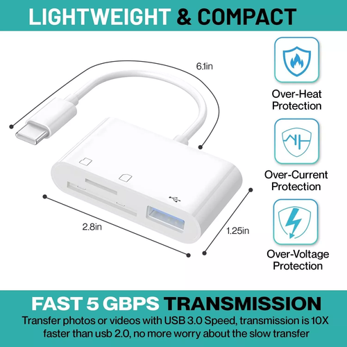 USB C SD Card Reader - Micro SD to Type C OTG Adapter