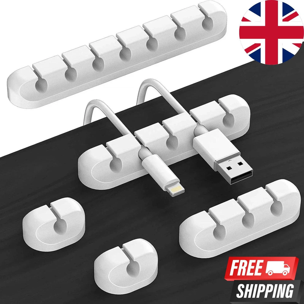 Cable Holder Ties Management Clips Tidy Lead Desk Charger Wire USB Organizer UK