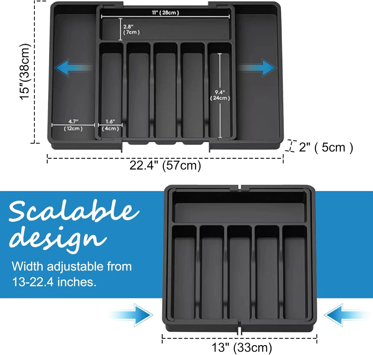 Expandable Plastic Cutlery Tray - Kitchen Drawer Organiser